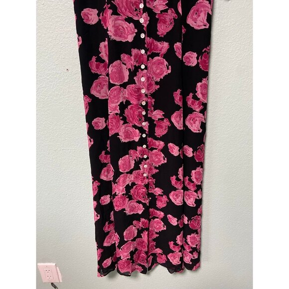 Vintage Indira Women's Pink and Black Button Up Dress with Tie Size Small - Picture 4 of 9